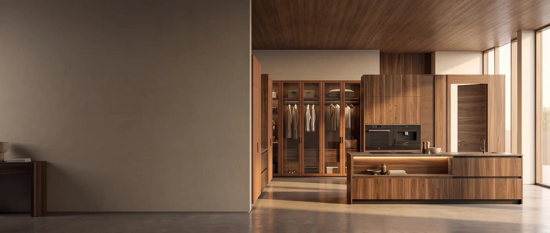 George Group millwork showroom with kitchens, wardrobes, wall panels and doors displayed as room sets